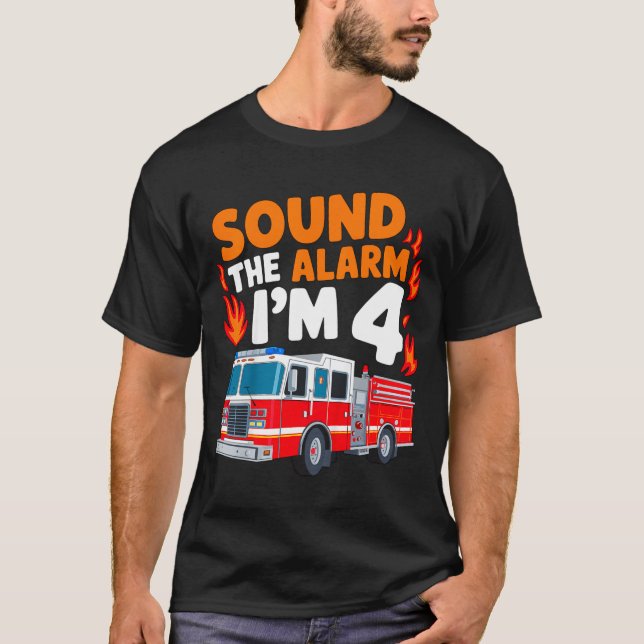 Camiseta Kids Sound The Alarm I'm 4 Years Old 4th Birthday  (Anverso)