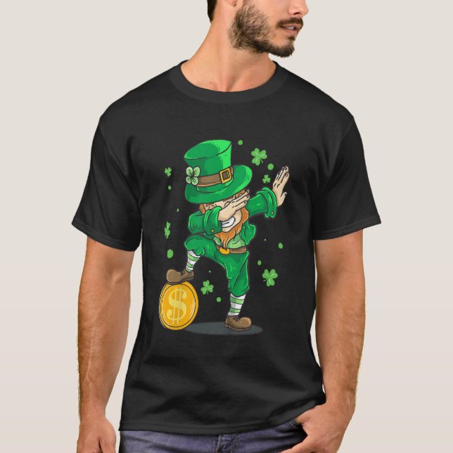 Camiseta Kids St Patricks Day Dabbing Leprechaun Costume Ir (Anverso)