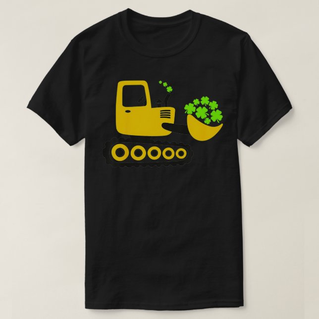 Camiseta Kids St Patrick's Day Shamrocks Ecavator Digger Bo (Diseño del anverso)