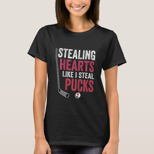 Camiseta Kids Stealing Heart Like I Steal Pucks Valentines  (Anverso)