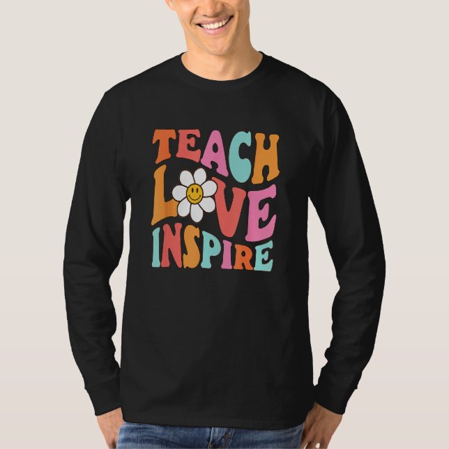 Camiseta Kids Teach Love Inspire Retro  Back To School Teac (Anverso)
