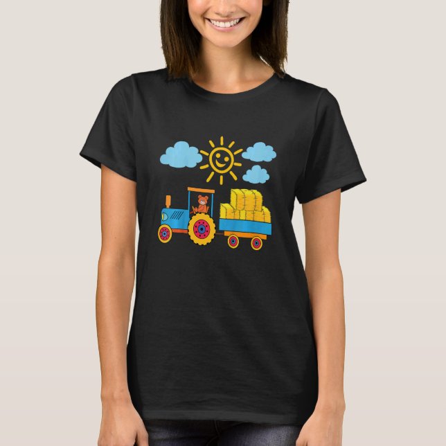 Camiseta Kids Teddybear pulling a trailer with bales of hay (Anverso)