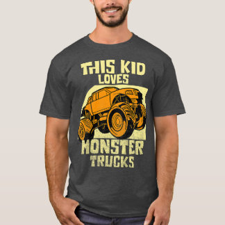 Camiseta Kids This Kid Loves Monster Trucks Boys Girls 