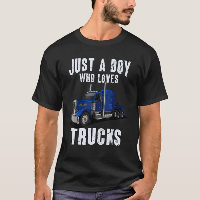 Camiseta Kids Toddlers Trucker Just a Boy Who Loves Trucks  (Anverso)