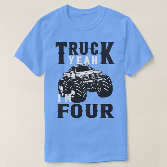 Camiseta Kids Truck Yeah I'm Four Monster Truck Birthday fo (Diseño del anverso)