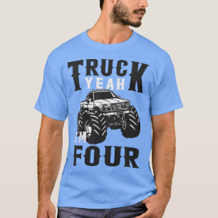 Camiseta Kids Truck Yeah I'm Four Monster Truck Birthday fo