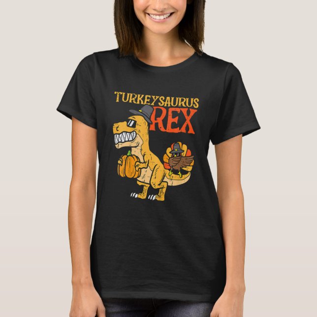 Camiseta Kids Turkeysaurus Rex Dab Turkey Dino Toddler Boys (Anverso)