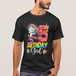 Camiseta Kids Unicorn 5 Partido de Cumpleaños Chica
