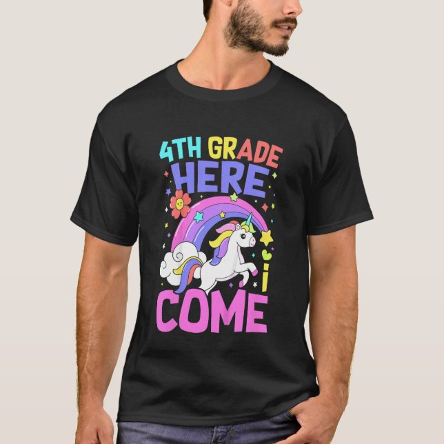 Camiseta Kids Unicorn  Teacher Students 4th Grade Back To S (Anverso)