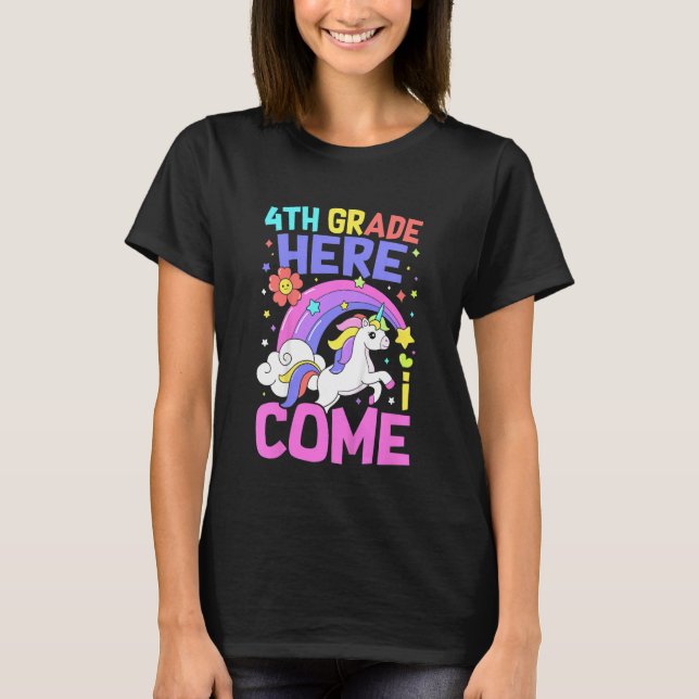 Camiseta Kids Unicorn  Teacher Students 4th Grade Back To S (Anverso)