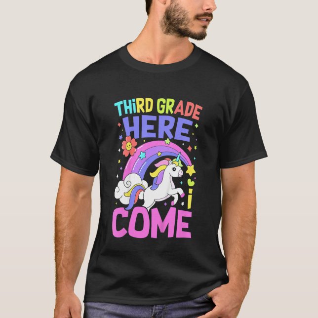 Camiseta Kids Unicorn  Teacher Students Third Grade Back To (Anverso)