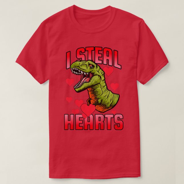 Camiseta Kids Valentines Day Dinosaur  I Steal Hearts  Gift (Diseño del anverso)