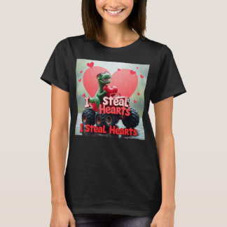 Camiseta Kids Valentines Day Monster Truck TRex I Steal Hea