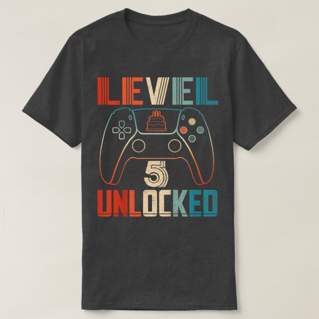 Camiseta Kids Video Game Controller Desbloqueado Nivel 5 Na (Diseño del anverso)