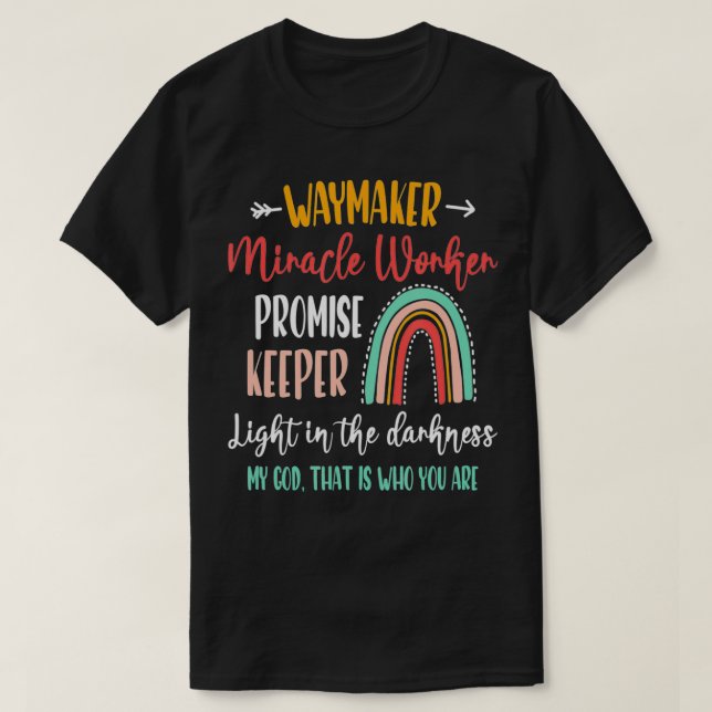 Camiseta Kids Waymaker Miracle Worker Rainbow, Christian (Diseño del anverso)