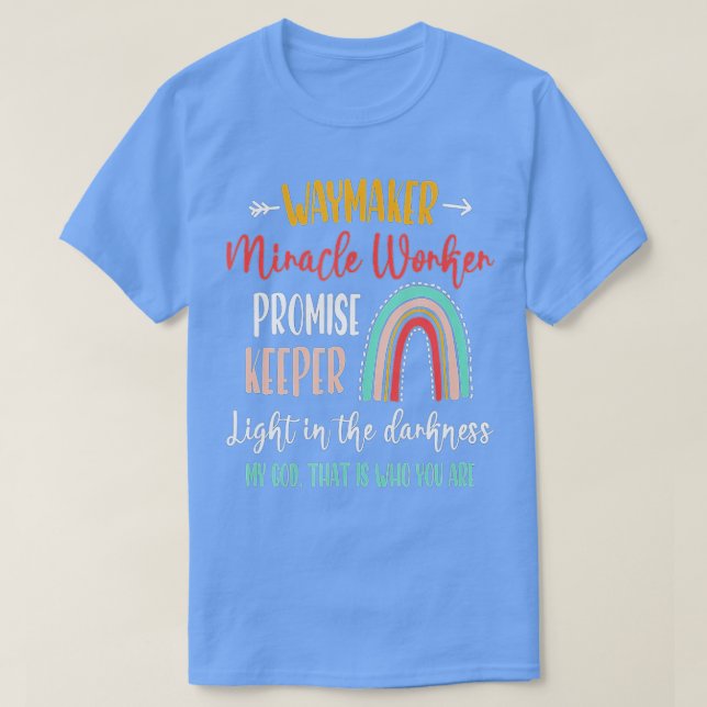 Camiseta Kids Waymaker Miracle Worker Rainbow, Christian - (Diseño del anverso)