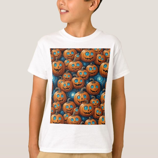 Camiseta Kids Whimsical Pumpkin Halloween T-Shirt (Anverso)
