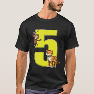 Camiseta Kids Zoo Birthday Party 5 Jungle Safari 5Th Birthd