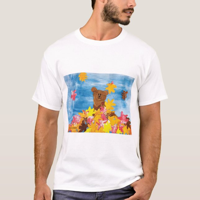 Camiseta KidsArt para CHOC - Oso de hojas de otoño (Anverso)