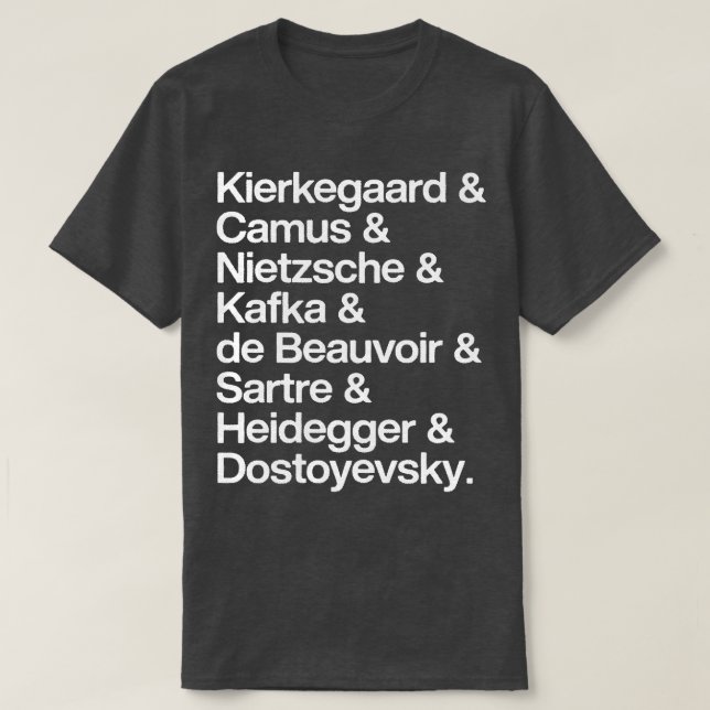 Camiseta Kierkegaard Camus Nietzsche Kafka de Beauvoir Sart (Diseño del anverso)