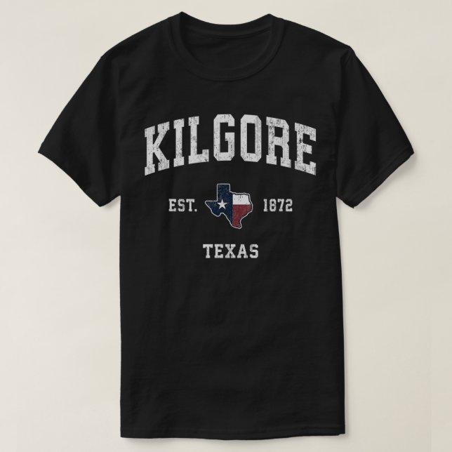 Camiseta Kilgore Teas TX Diseño Deportivo de Bandera del Es (Diseño del anverso)
