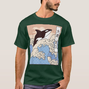 Camiseta Killer Whale Riding The Greats Wave Orca Japanese