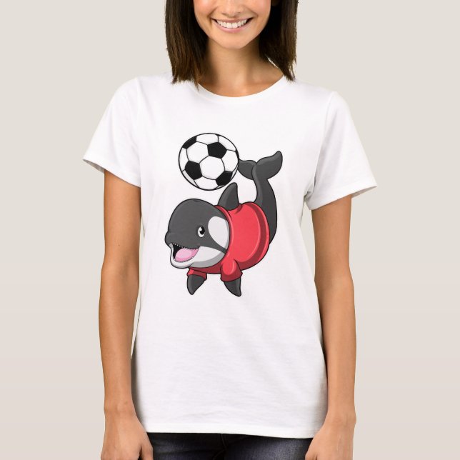 Camiseta Killerwhale como jugador de fútbol con fútbol (Anverso)