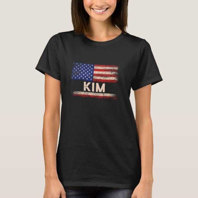 Camiseta Kim Apellido Shirt Kim Nombre Bandera Americana (Anverso)