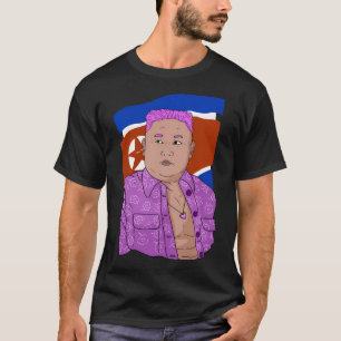Camiseta Kim Young Un. Icono coreano rosado.