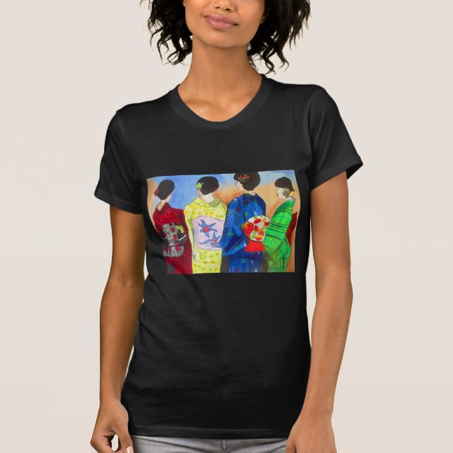 Camiseta Kimono de primavera arte japonés Geisha (Anverso)