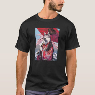 Camiseta Kimono Husky Perro Divertido Geisha