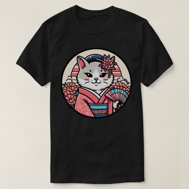 Camiseta Kimono meow, gato japonés (Diseño del anverso)