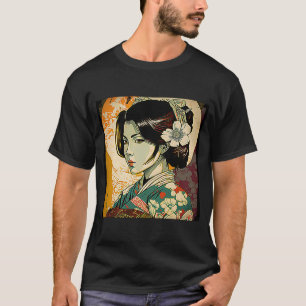 Camiseta Kimono retro Geisha Vintage japonés Samura