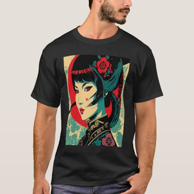 Camiseta Kimono Retro Japonesa Samurai Geisha Vintag (Anverso)