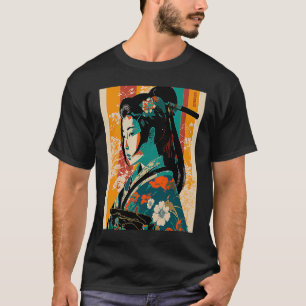 Camiseta Kimono Retro Japonesa Samurai Geisha Vintag