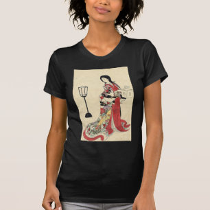 Camiseta kimono rojo de linterna zen vintage japonés geisha