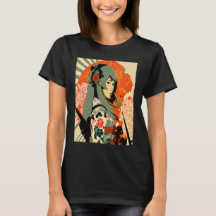 Camiseta Kimono Samurai Vintag retro japonés femenino