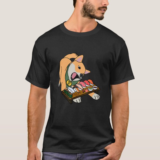 Camiseta Kinako comiendo sushi (Anverso)