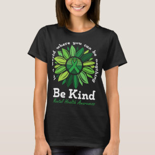 Camiseta Kind Mental Health Awareness Sunflower Green Ribbo