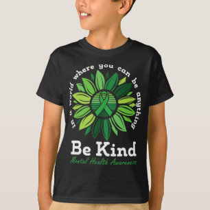 Camiseta Kind Mental Health Awareness Sunflower Green Ribbo