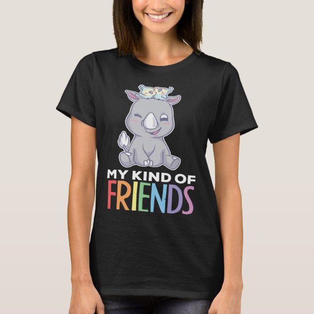 Camiseta Kind Of Friends Parrot Bird Save Rhino Animal Kids (Anverso)