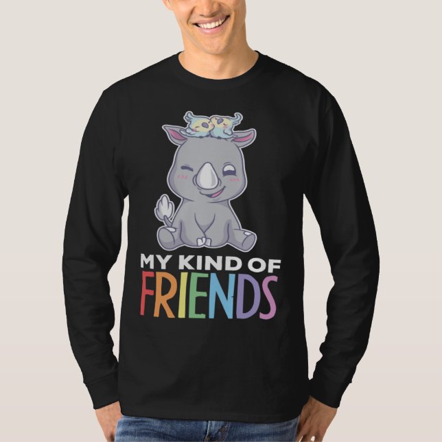 Camiseta Kind Of Friends Parrot Bird Save Rhino Animal Kids (Anverso)