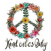 Kind vibes solo señal de paz mujeres floridas T-Sh