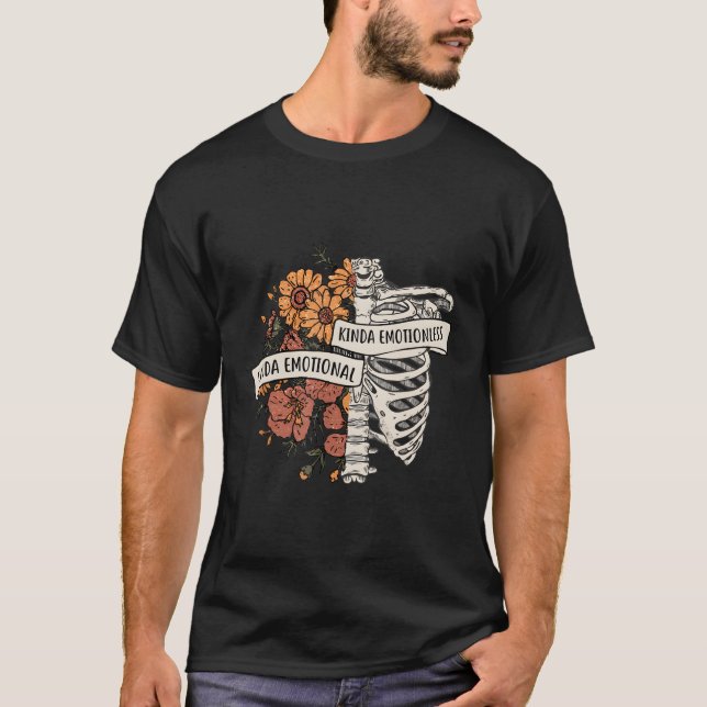 Camiseta Kinda Emocional Kinda Emotionless Floral Skeleton (Anverso)