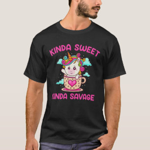 Camiseta Kinda Sweet Kinda Savage Cute Baby Unicorn