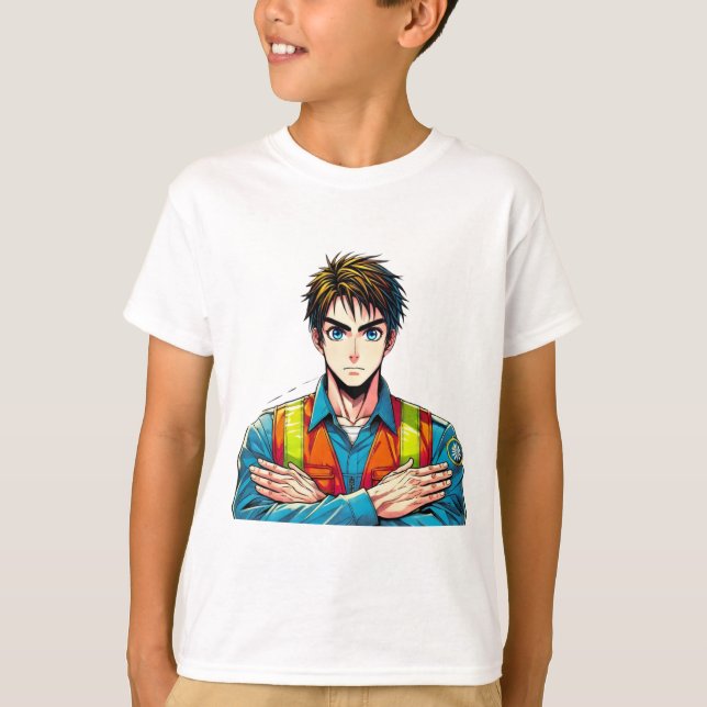 Camiseta Kinder Basic T-Shirt mit Manga-Sicherheitsfachmann (Anverso)