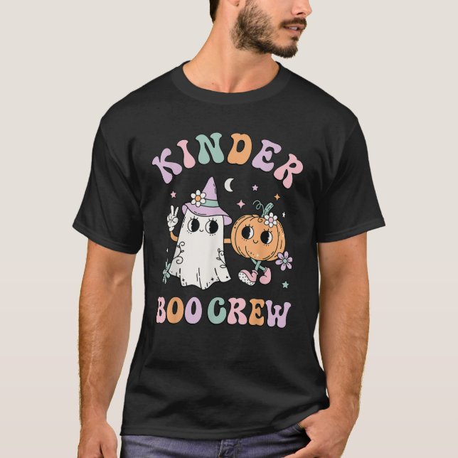 Camiseta Kinder Boo Crew Halloween Floral Ghost Kindergarte (Anverso)
