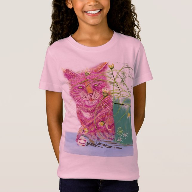 Camiseta Kinder Shirt mit Katze Pfötchen in Pink.  (Anverso)