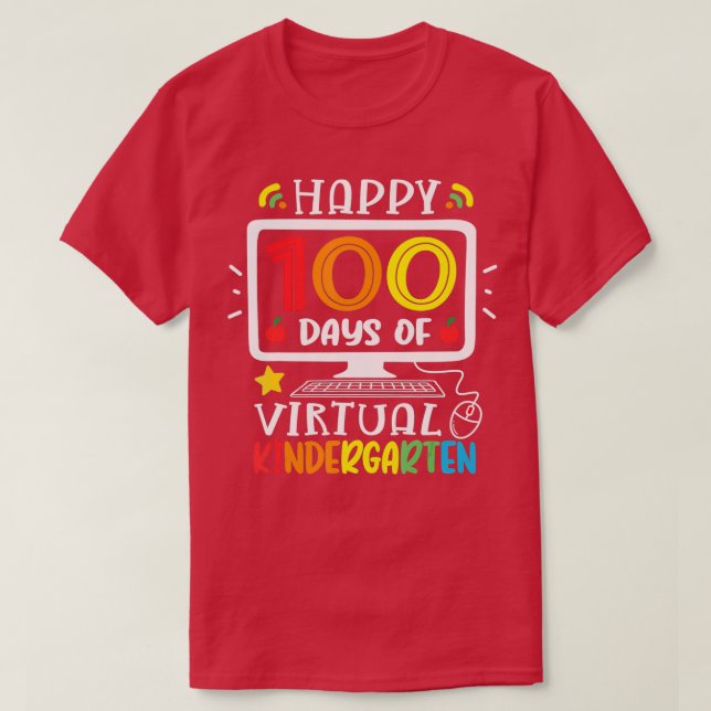 Camiseta Kindergarten 100 Days School Of Virtual Home 100th (Diseño del anverso)