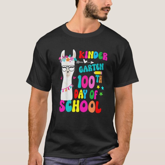Camiseta Kindergarten 100 Days Smarter No Prob Llama Teache (Anverso)